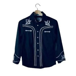 Vintage Girls Cowgirl Button Up Shirt | Long Sleeve Western Rodeo Top